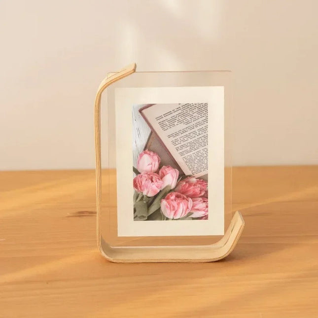 Elegant Acrylic Wood Photo Frame | Double-Sided Display for Versatile Showcasing 0