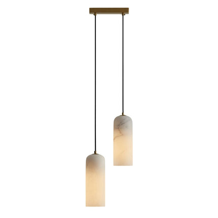 Elegant Alabaster Globe Pendant Light with Brass Finish | Adjustable Height for Versatile Illumination 2