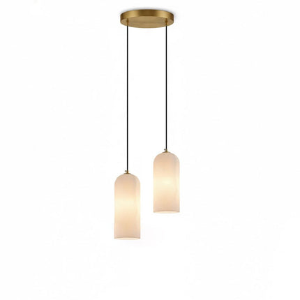 Elegant Alabaster Globe Pendant Light with Brass Finish | Adjustable Height for Versatile Illumination 3