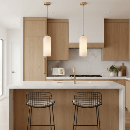 Elegant Alabaster Globe Pendant Light with Brass Finish | Adjustable Height for Versatile Illumination 8