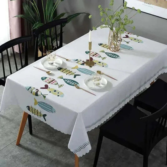 Elegant Aquatic Design | Stain-Resistant Tablecloth with Durable Oxford Fabric | Easy Care for Stylish Dining 0