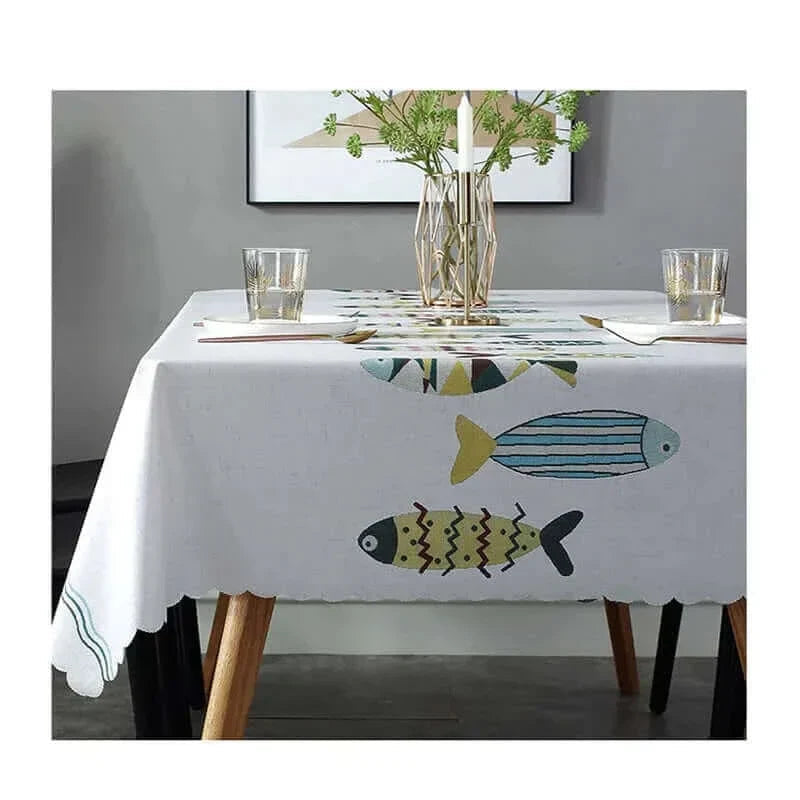 Elegant Aquatic Design | Stain-Resistant Tablecloth with Durable Oxford Fabric | Easy Care for Stylish Dining 1