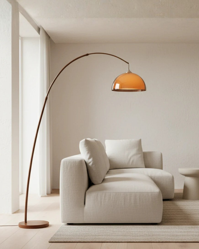 Elegant Arc Floor Lamp | Modern Design with Warm Dome Shade for Cozy Ambiance 0