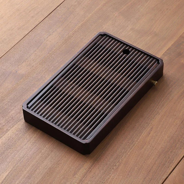 Elegant Bamboo Tea Tray with Water Drain System | Perfect for Tea Lovers 0