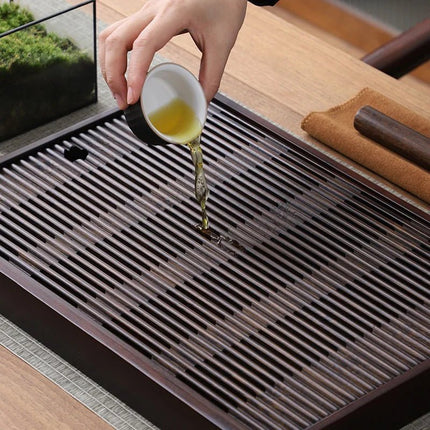 Elegant Bamboo Tea Tray with Water Drain System | Perfect for Tea Lovers 2