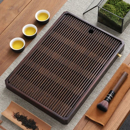 Elegant Bamboo Tea Tray with Water Drain System | Perfect for Tea Lovers 4