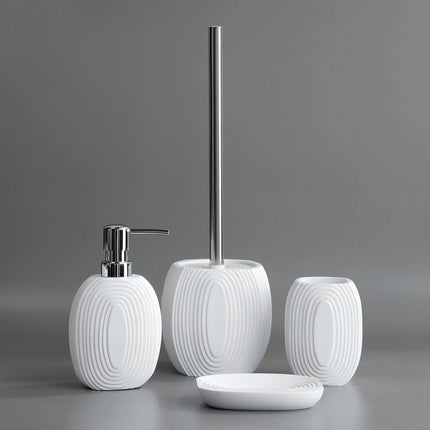 Elegant Bathroom Set | Black Ribbed Accessories with Durable Design | Modern Minimalist Collection for Stylish Spaces 2