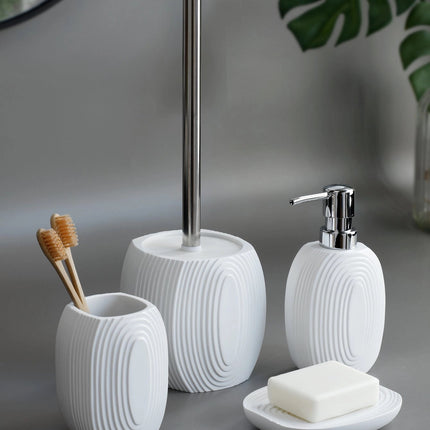 Elegant Bathroom Set | Black Ribbed Accessories with Durable Design | Modern Minimalist Collection for Stylish Spaces 3