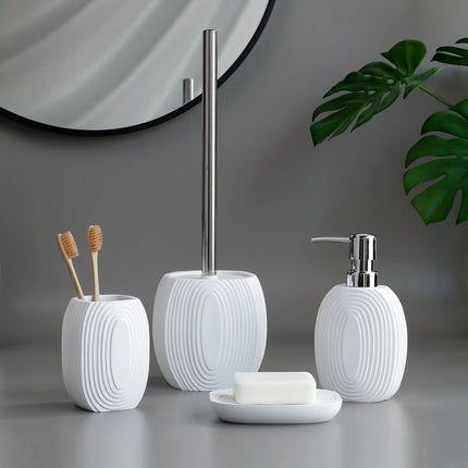 Elegant Bathroom Set | Black Ribbed Accessories with Durable Design | Modern Minimalist Collection for Stylish Spaces 4