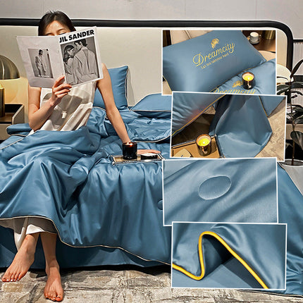 Elegant Bedding Set | Cooling Silk Summer Quilt with Soft Filling | Lightweight Comfort for Restful Sleep 0