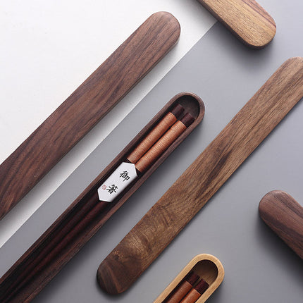 Elegant Black Walnut Chopsticks with Decorative Thread in Wooden Box | Premium Quality for Fine Dining 1