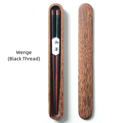 Elegant Black Walnut Chopsticks with Decorative Thread in Wooden Box | Premium Quality for Fine Dining 11