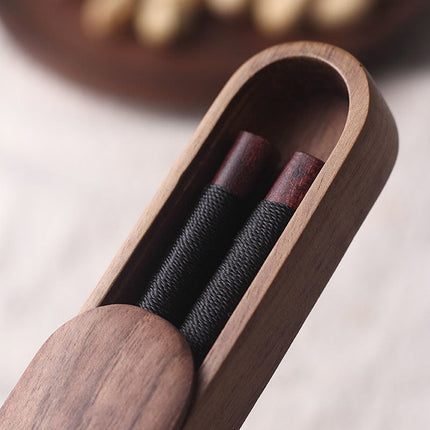 Elegant Black Walnut Chopsticks with Decorative Thread in Wooden Box | Premium Quality for Fine Dining 2