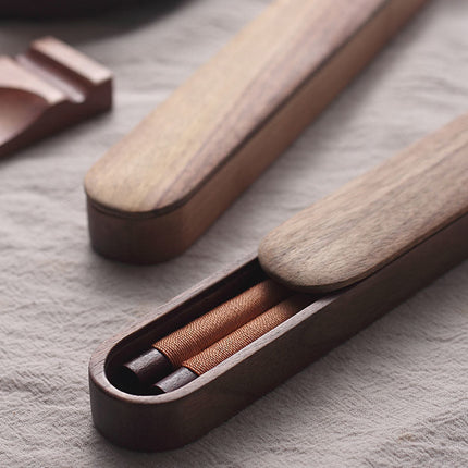Elegant Black Walnut Chopsticks with Decorative Thread in Wooden Box | Premium Quality for Fine Dining 5