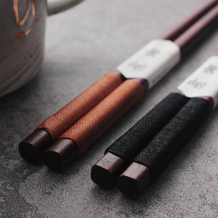 Elegant Black Walnut Chopsticks with Decorative Thread in Wooden Box | Premium Quality for Fine Dining 6