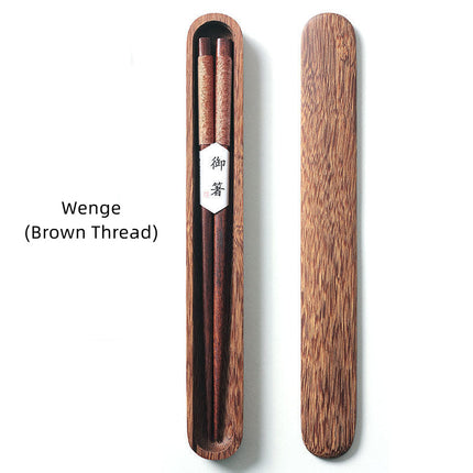 Elegant Black Walnut Chopsticks with Decorative Thread in Wooden Box | Premium Quality for Fine Dining 8