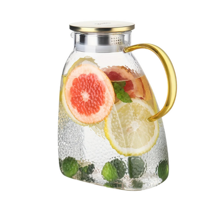 Elegant Borosilicate Glass Water Pitcher with Lid & Handle | Ideal for Iced Tea, Juice, and Infused Beverages 0