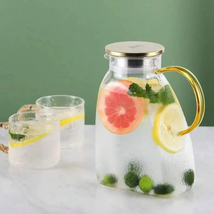 Elegant Borosilicate Glass Water Pitcher with Lid & Handle | Ideal for Iced Tea, Juice, and Infused Beverages 2