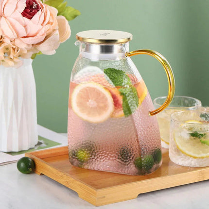 Elegant Borosilicate Glass Water Pitcher with Lid & Handle | Ideal for Iced Tea, Juice, and Infused Beverages 3