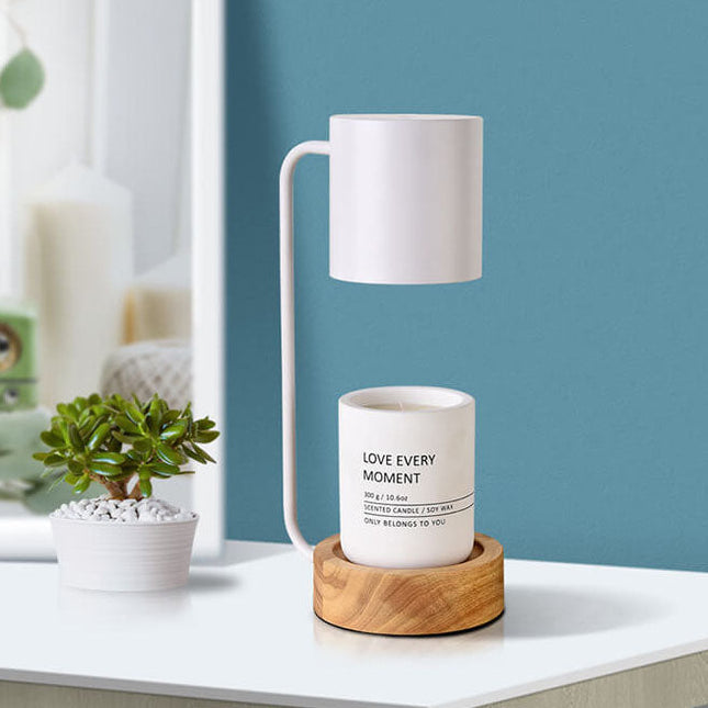 Elegant Candle Warmer Lamp with Dimmable Feature & Wooden Base | Minimalist Design for Relaxing Ambiance 0