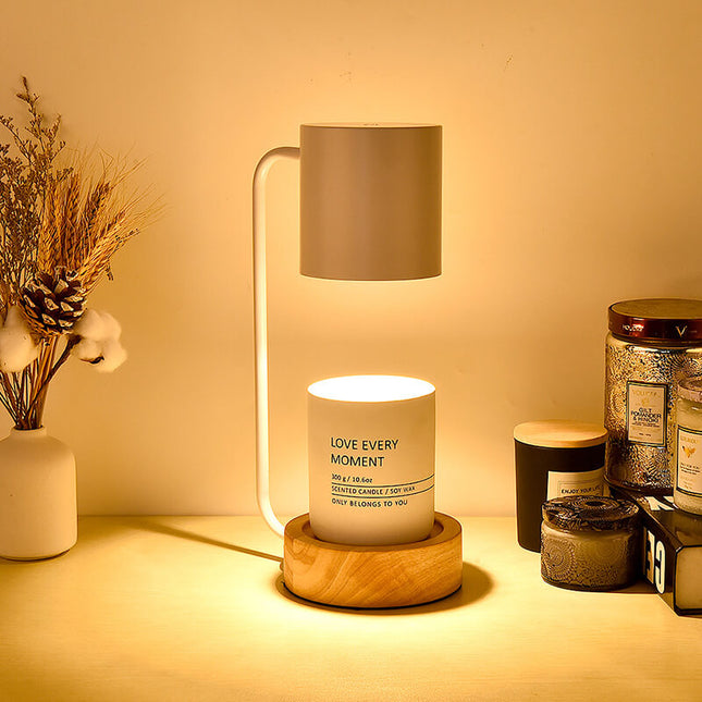 Elegant Candle Warmer Lamp with Dimmable Feature & Wooden Base | Minimalist Design for Relaxing Ambiance 1