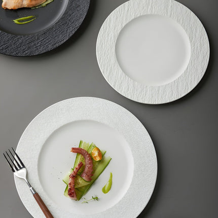 Elegant Ceramic Dinner Plate | Textured Rim Stoneware Dinnerware for Stylish Dining 1