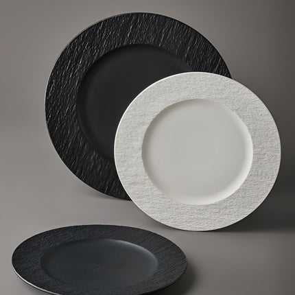 Elegant Ceramic Dinner Plate | Textured Rim Stoneware Dinnerware for Stylish Dining 3