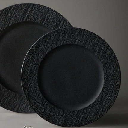 Elegant Ceramic Dinner Plate | Textured Rim Stoneware Dinnerware for Stylish Dining 6