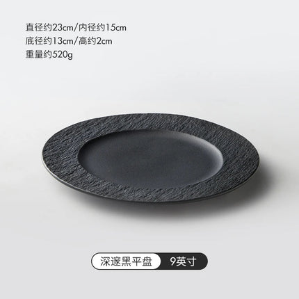 Elegant Ceramic Dinner Plate | Textured Rim Stoneware Dinnerware for Stylish Dining 7