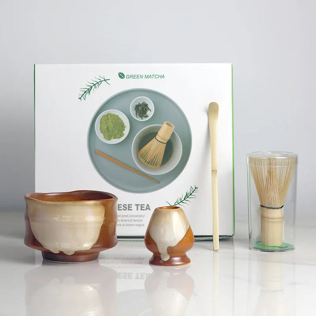 Elegant Ceramic Matcha Tea Set with Bamboo Whisk | Complete 4-Piece Kit for Authentic Ceremonies 0