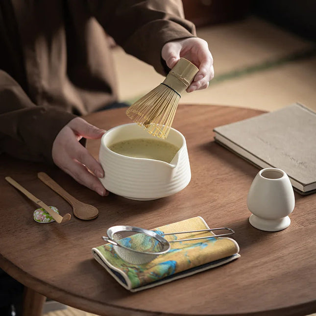 Elegant Ceramic Matcha Tea Set with Bamboo Whisk | Complete 4-Piece Kit for Authentic Ceremonies 4