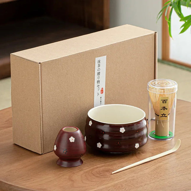 Elegant Ceramic Matcha Teaware Set with Cherry Blossom Design | Complete Brewing Kit for Authentic Japanese Tea Experience 0