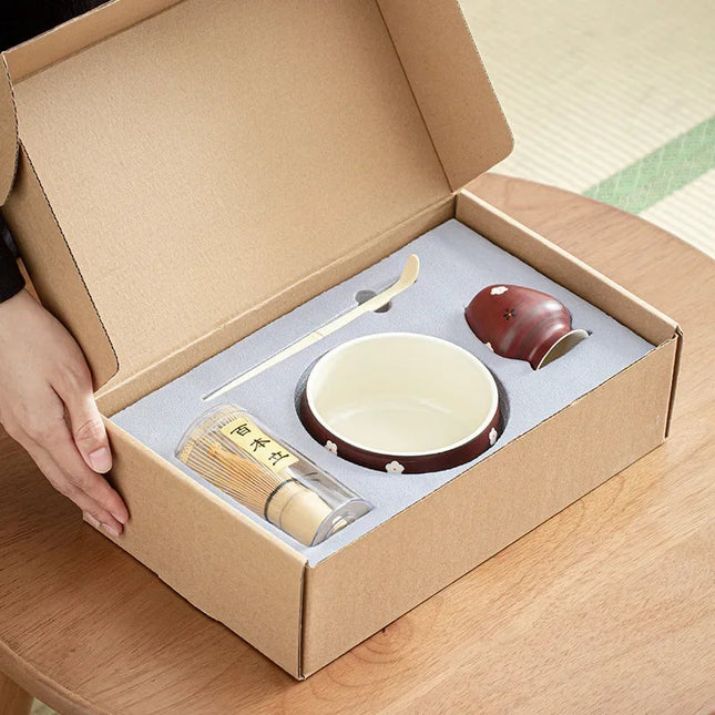 Elegant Ceramic Matcha Teaware Set with Cherry Blossom Design | Complete Brewing Kit for Authentic Japanese Tea Experience 1