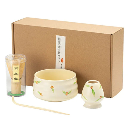 Elegant Ceramic Matcha Teaware Set with Cherry Blossom Design | Complete Brewing Kit for Authentic Japanese Tea Experience 4