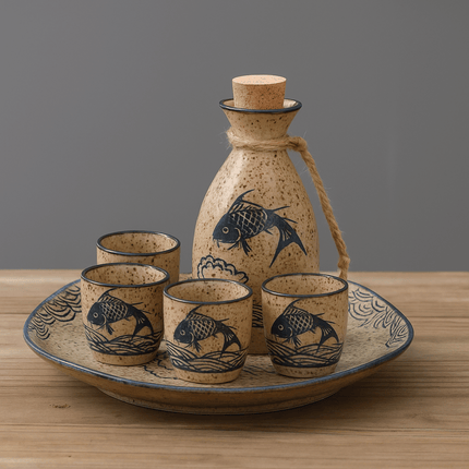 Elegant Ceramic Sake Set | Handcrafted Japanese Design with Koi Motif | Perfect for Hot and Cold Beverages 4