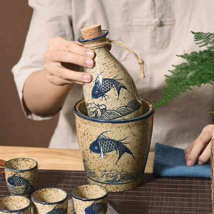 Elegant Ceramic Sake Set | Handcrafted Japanese Design with Koi Motif | Perfect for Hot and Cold Beverages 5
