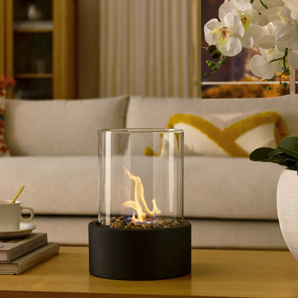 Elegant Collection | Tabletop Fireplace with Cobblestone Surround | Portable Design for Indoor & Outdoor Ambiance 2