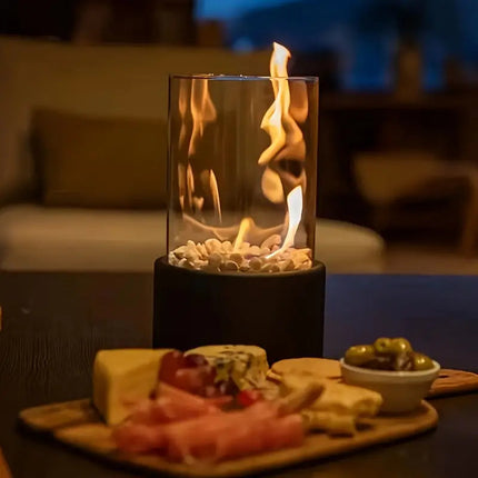 Elegant Collection | Tabletop Fireplace with Cobblestone Surround | Portable Design for Indoor & Outdoor Ambiance 4