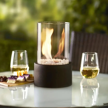 Elegant Collection | Tabletop Fireplace with Cobblestone Surround | Portable Design for Indoor & Outdoor Ambiance 5