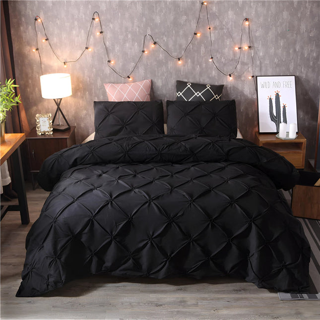 Elegant Comforter Set | Luxury Black Pinch Pleat Design with Soft Fabric | Stylish Bedding Sets for Modern Bedrooms 0