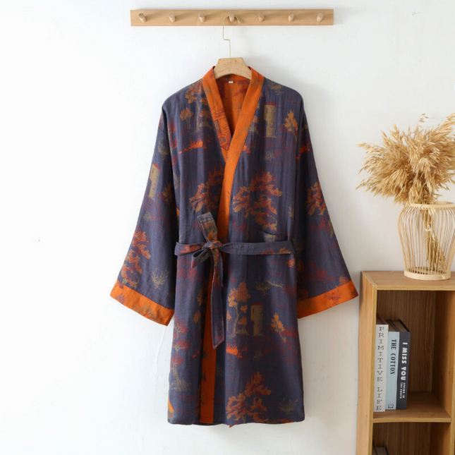 Elegant Cotton Kimono Robe with Relaxed Fit Design for Everyday Comfort 0