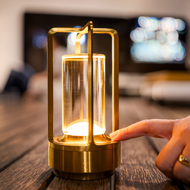 Elegant Crystal Table Lamp | Cordless Design with Touch Dimmer | Waterproof for Indoor & Outdoor Use 0