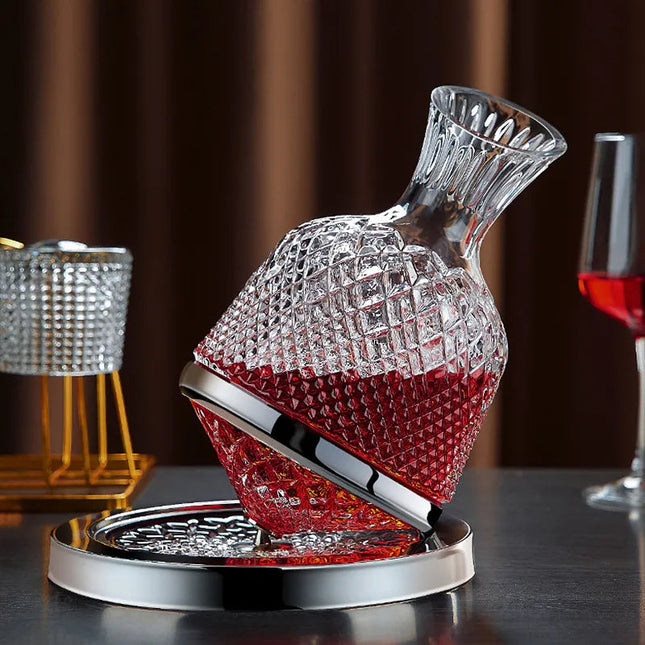 Elegant Crystal Wine Decanter | 360° Rotating Design for Enhanced Aeration 0