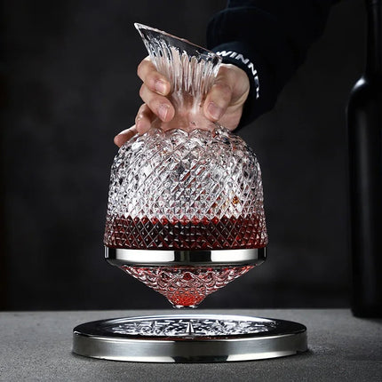 Elegant Crystal Wine Decanter | 360° Rotating Design for Enhanced Aeration 2