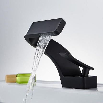 Elegant Curved Kitchen Faucet with Waterfall Spout & Dual Handle Controls | Modern Design for Effortless Flow in Kitchen and Bathroom 7