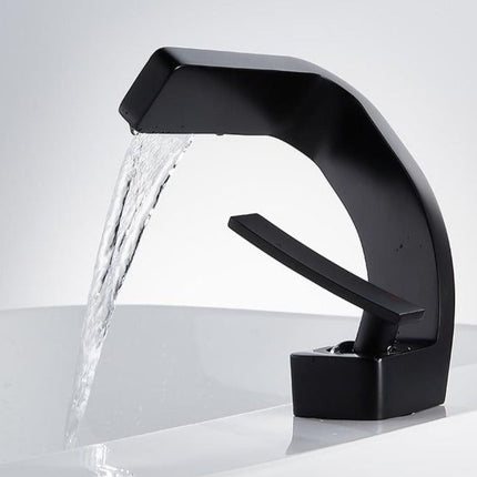 Elegant Curved Kitchen Faucet with Waterfall Spout & Dual Handle Controls | Modern Design for Effortless Flow in Kitchen and Bathroom 9