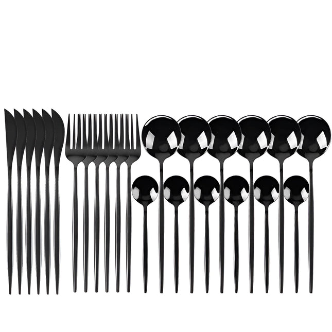 Elegant Cutlery Set | Matte Black Stainless Steel Flatware with Portable Case | Ideal for Outdoor Dining 0