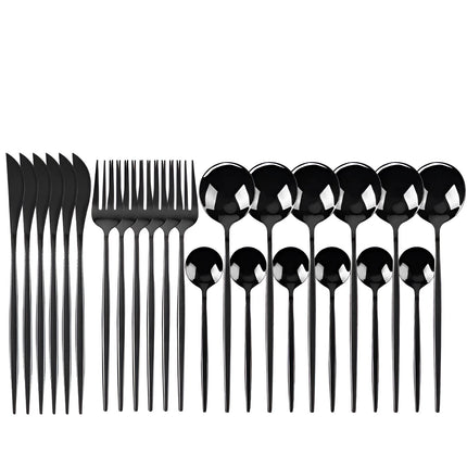 Elegant Cutlery Set | Matte Black Stainless Steel Flatware with Portable Case | Modern Design for Outdoor Dining 0