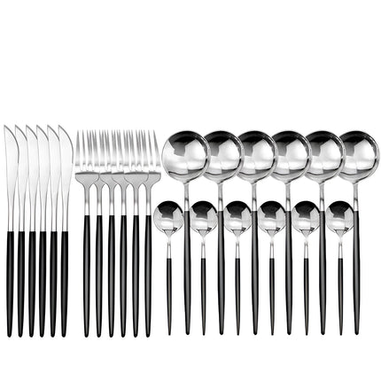 Elegant Cutlery Set | Matte Black Stainless Steel Flatware with Portable Case | Modern Design for Outdoor Dining 3