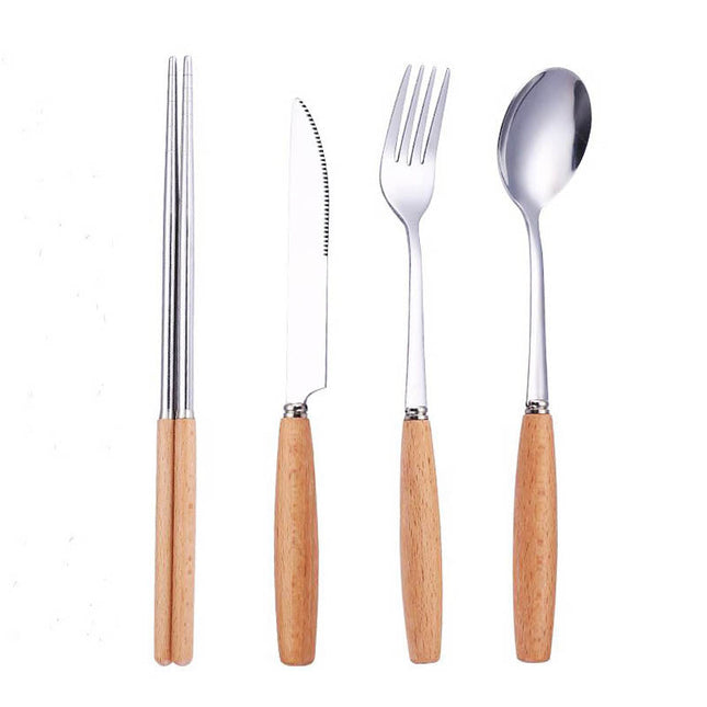 Elegant Cutlery Set | Premium 5-Piece Scandinavian Design with Wooden Handles for Timeless Dining 1